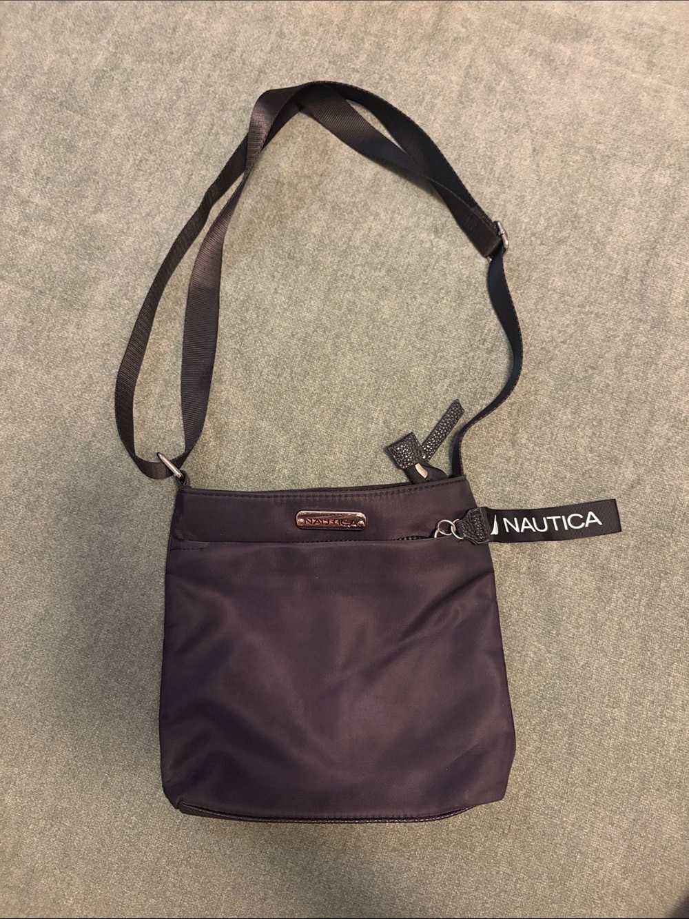 Nautica Black/Navy Blue Crossbody Bag with Adjustable Strap